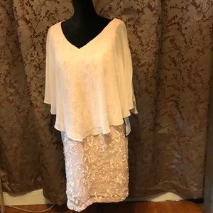 Connected Apparel Pink Dress with Chiffon Poncho